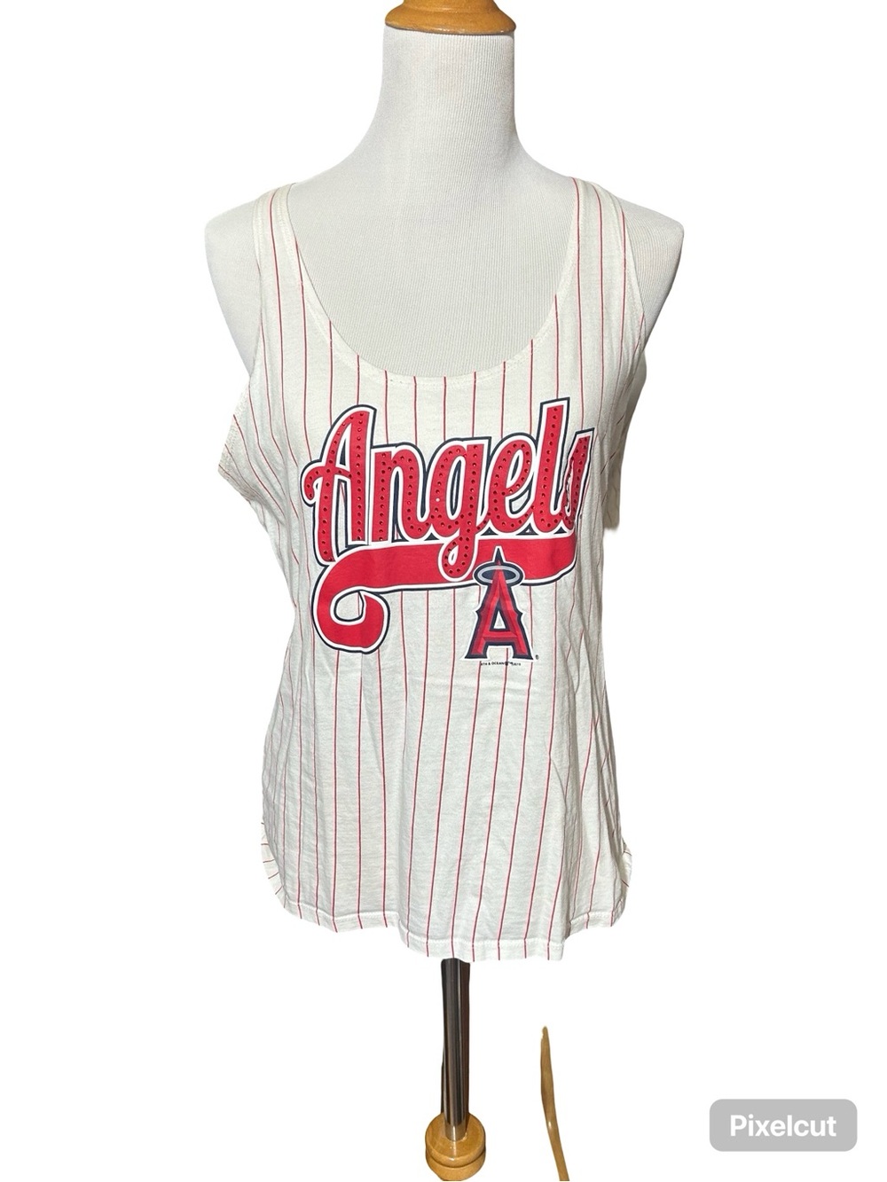 5th & Ocean White Tank Top with Red Angels Graphic